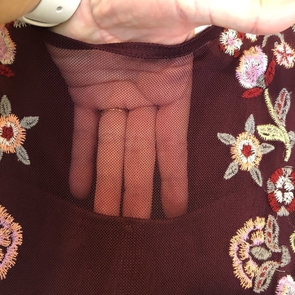 Xhilaration for Target Maroon with Floral Embroidery Sleeveless Dress Size Med - Picture 6 of 10